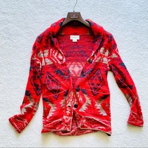 NEW! RL DENIM & SUPPLY BOHO RED TRIBAL KNIT JACKET TOP sz XS RRL WESTERN VINTAGE